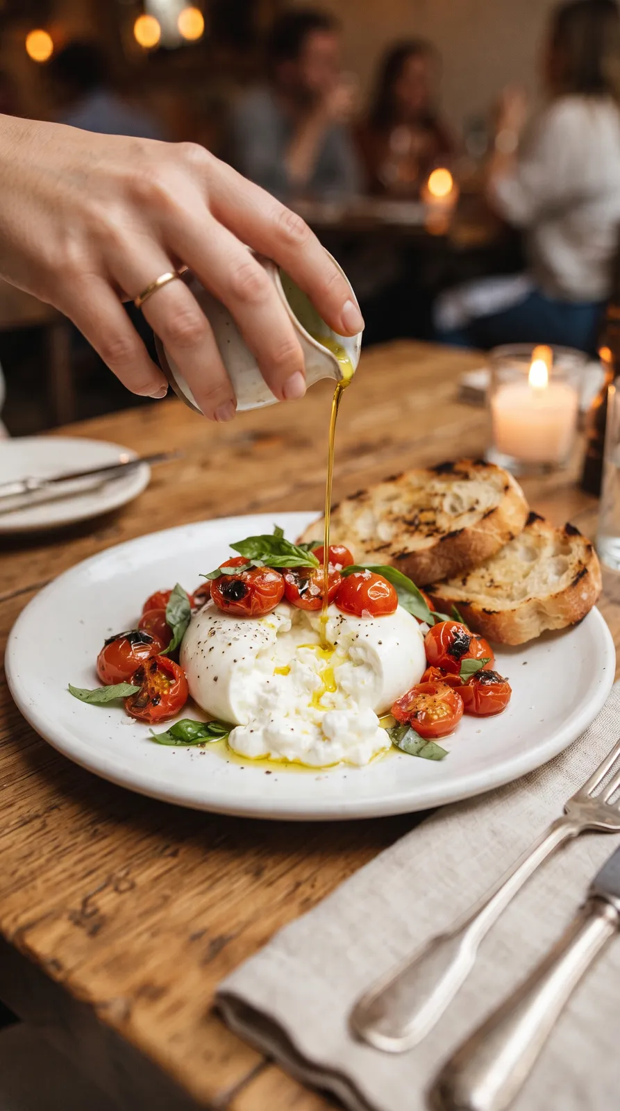 Burrata con tomates asados