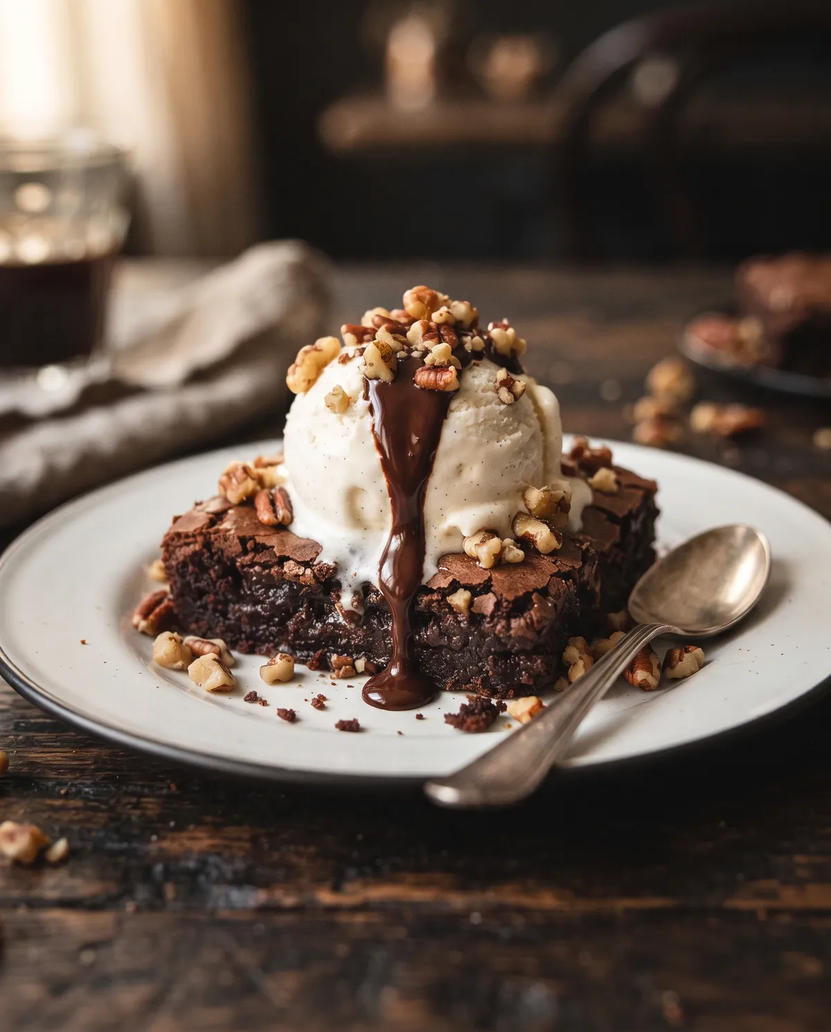 Brownie con helado